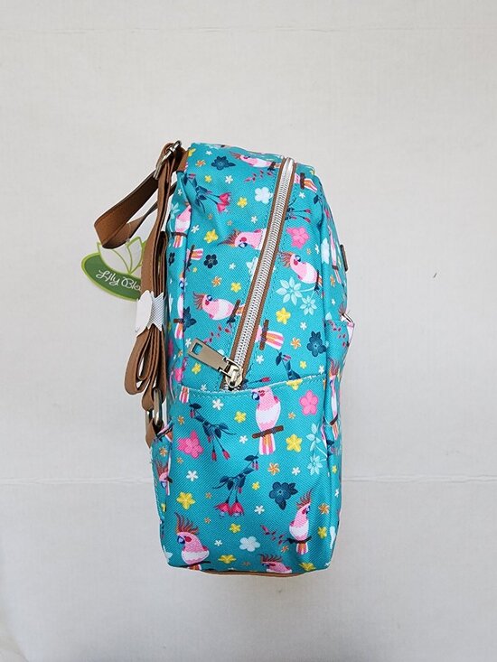 NWT Lily Bloom Galah Cockatoo Mini Backpack Teal Bird Print main image 10